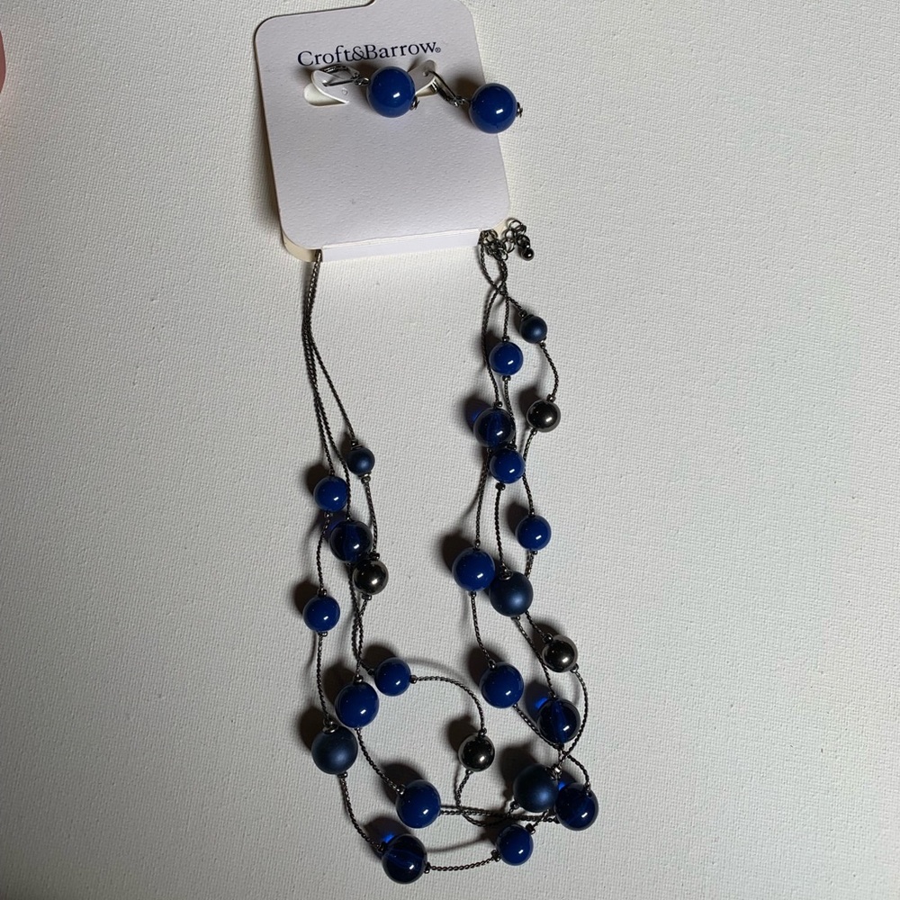 NWT Croft & Barrow 3 strand necklace ear ring set